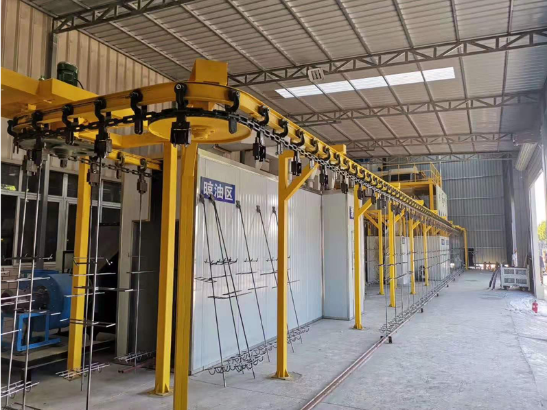 懸鏈通過(guò)式拋丸清理機(jī)，拋丸涂油線(xiàn)